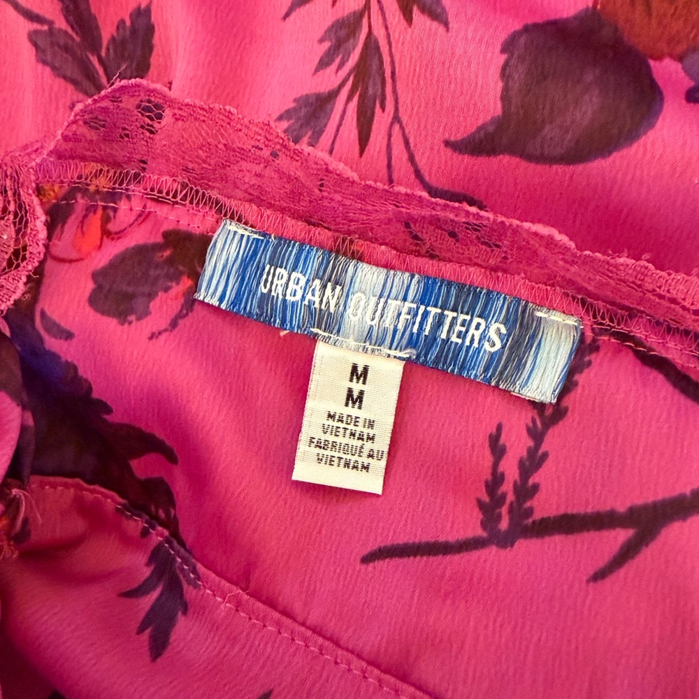 Urban Outfitters Pink Floral Satin Slip Dress - Picture 9 of 9
